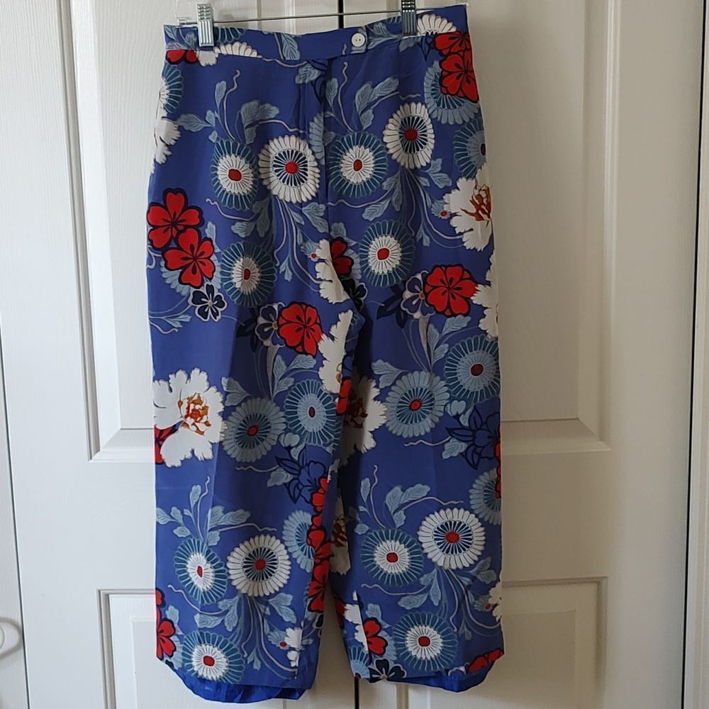 Silk Collection by Harve Bernard vintage  floral silk cropped beachy pants Sz 12